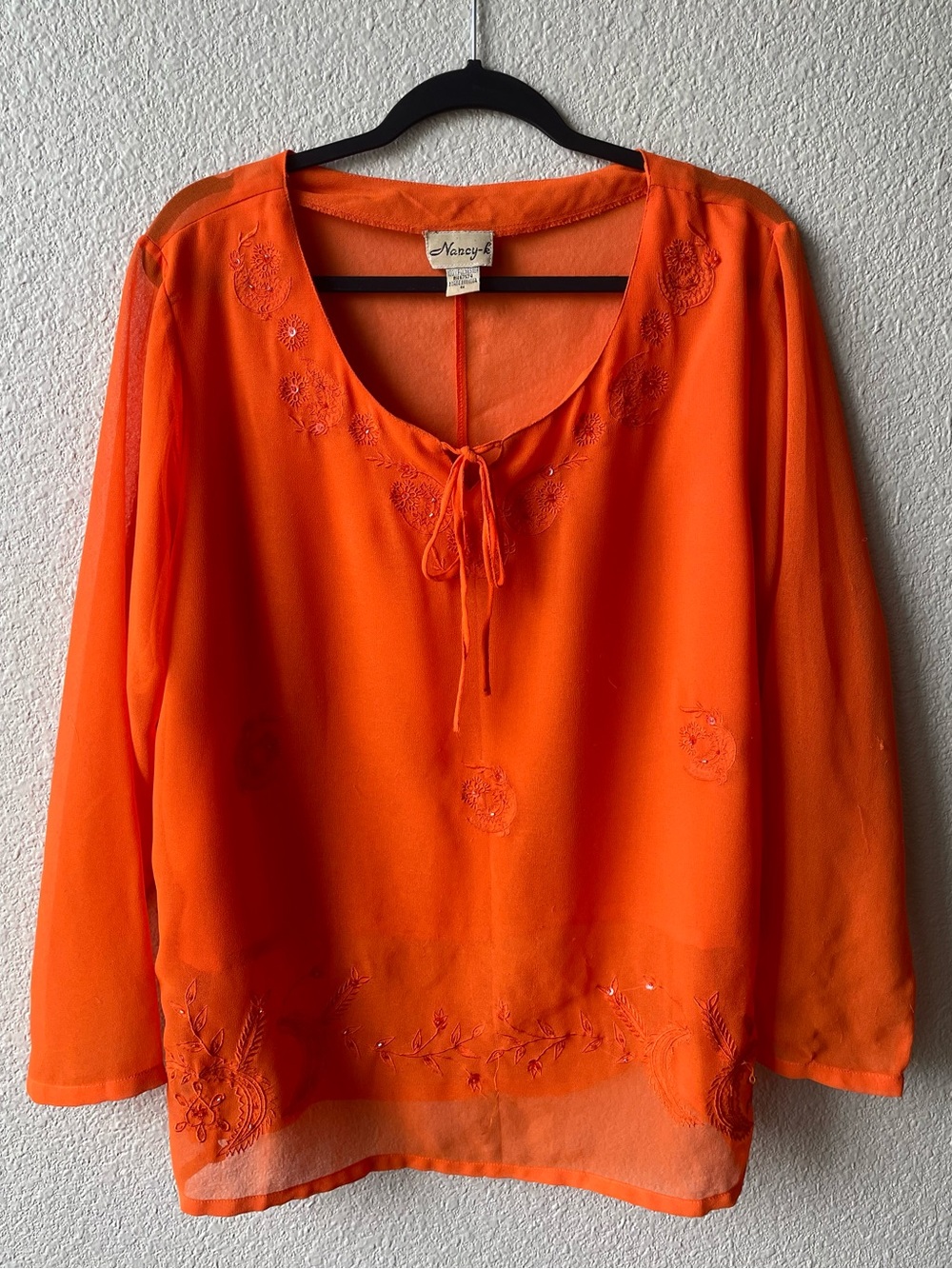 Women's Orange Blouse Plus Size 1X Nancy K Pre-owned Pullover Top